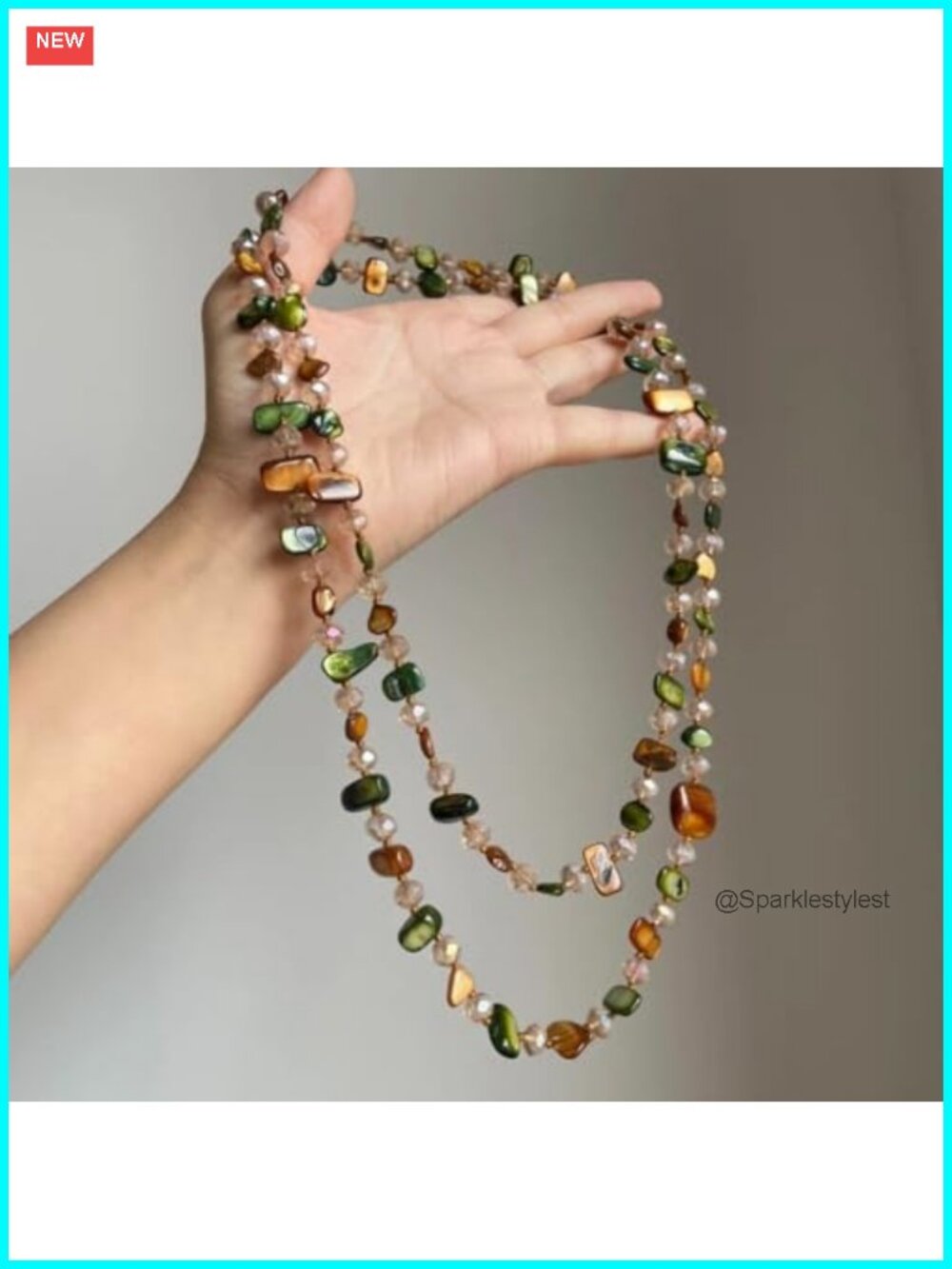 Bohemian Beaded Double Layer Necklace 120cm Long Pendant